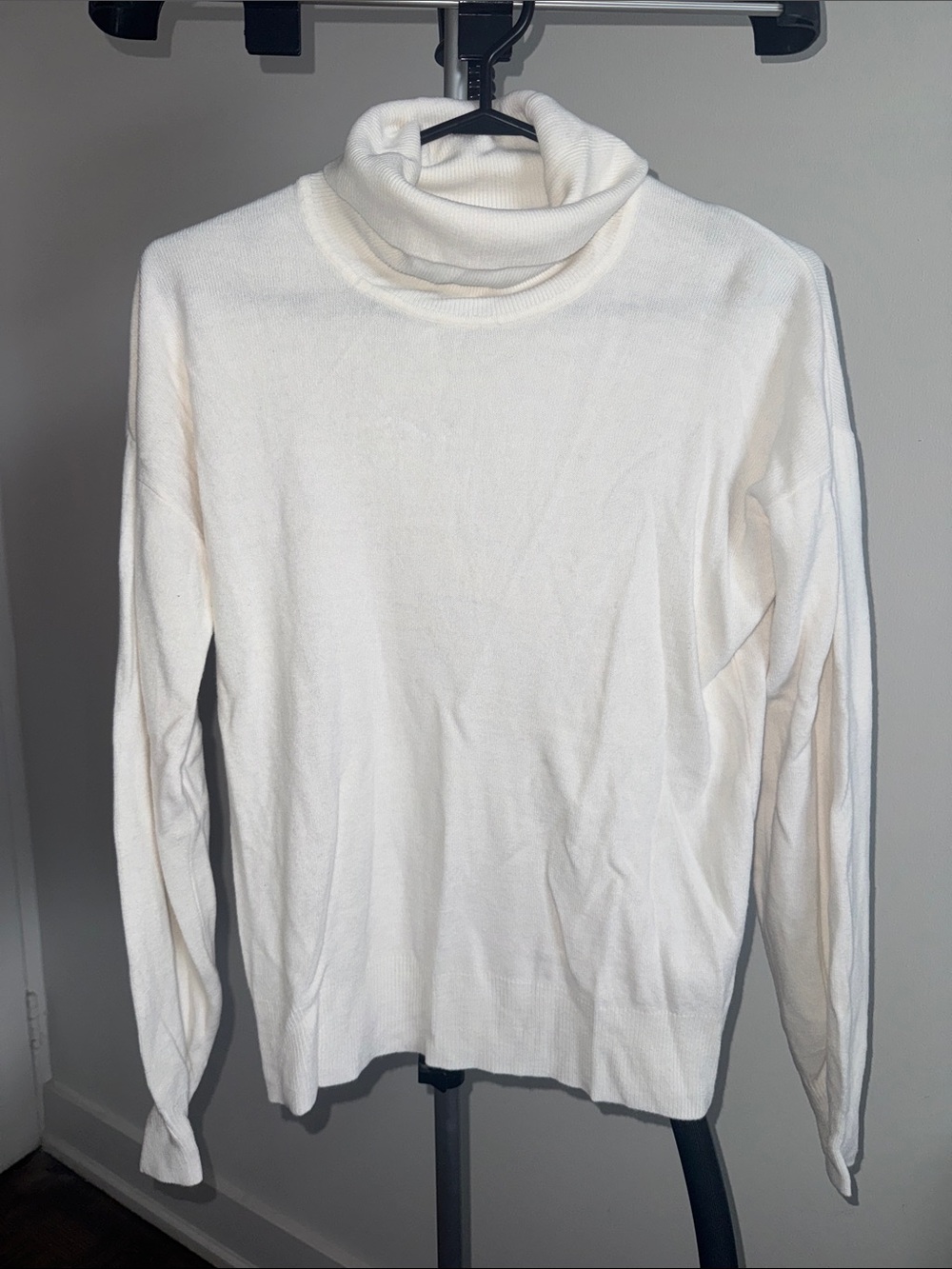 Women White Turtleneck Sweater - Classic Knit